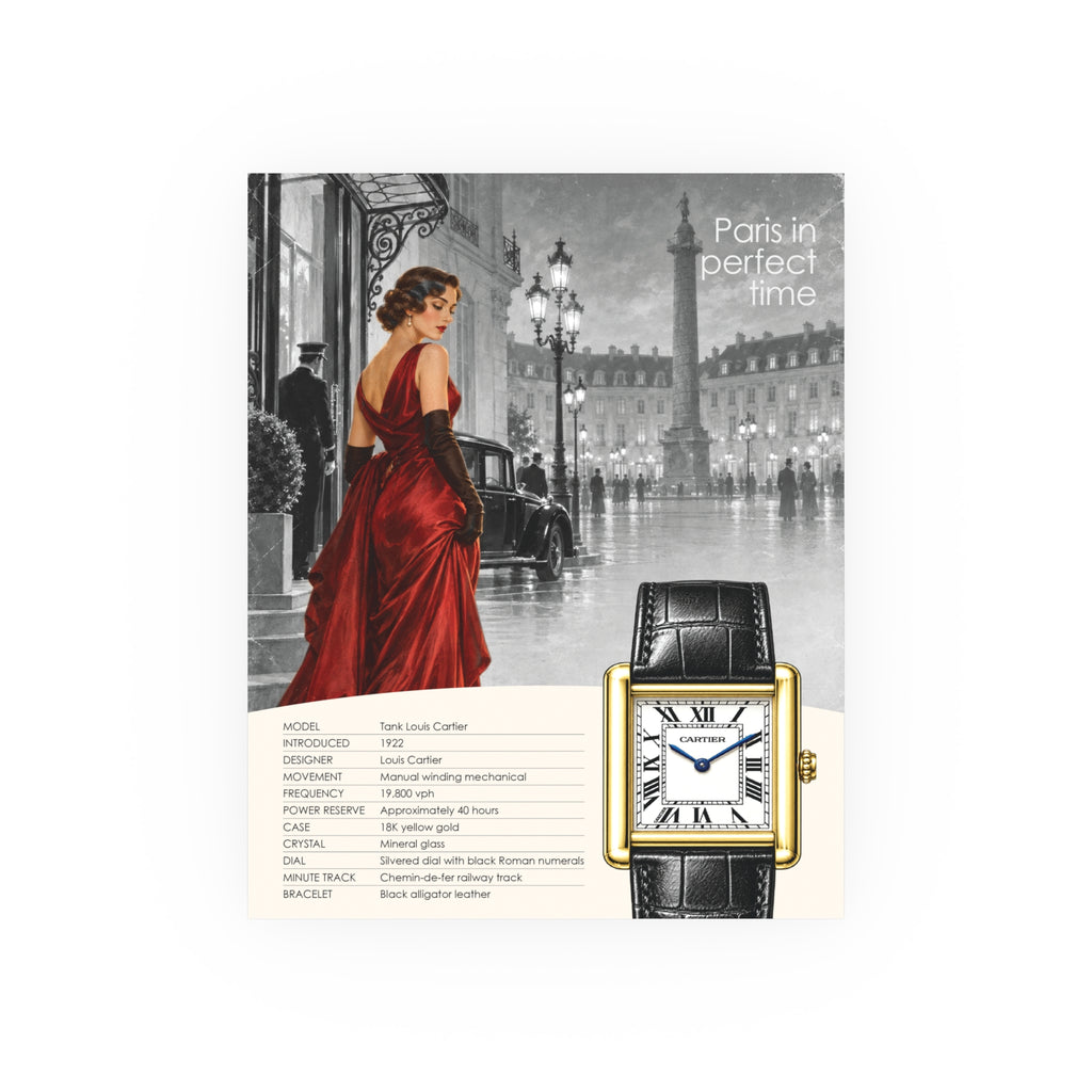 Paris in Perfect Time  - Cartier Tank Louis Poster