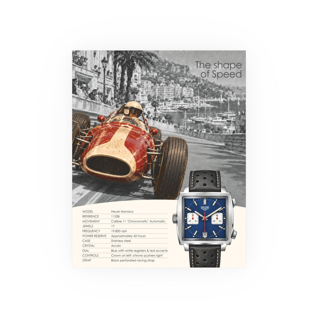The Shape of Speed - Heuer Monaco 1133B Poster