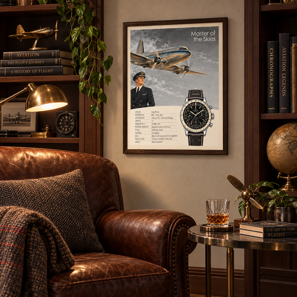 Master of the Skies - Breitling Navitimer 806 Aviation Poster