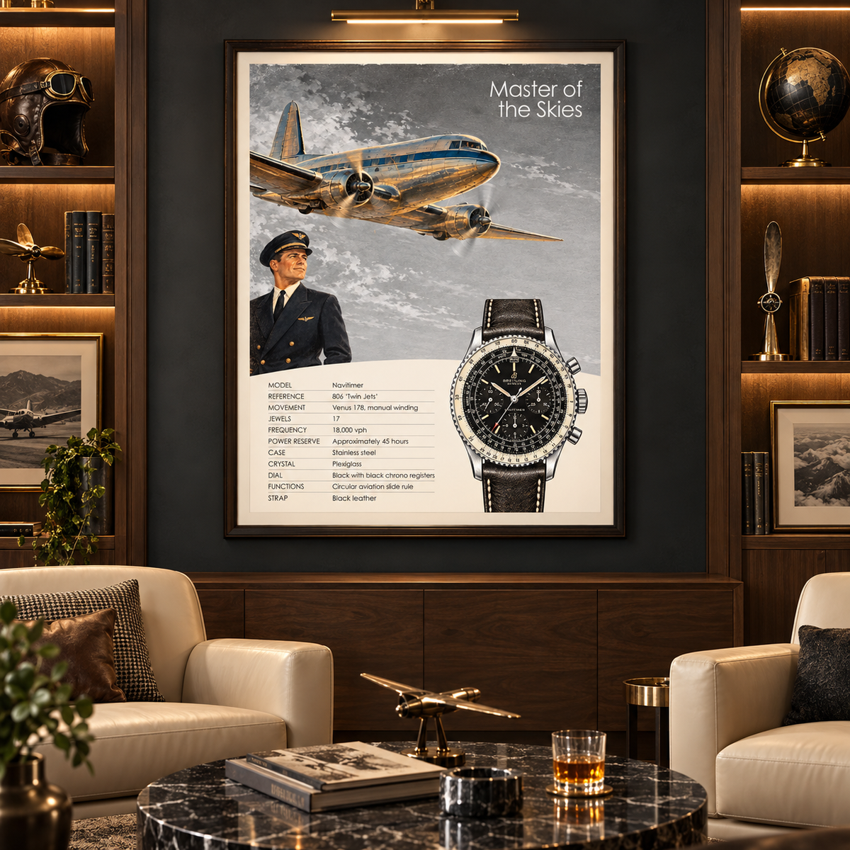 Master of the Skies - Breitling Navitimer 806 Aviation Poster