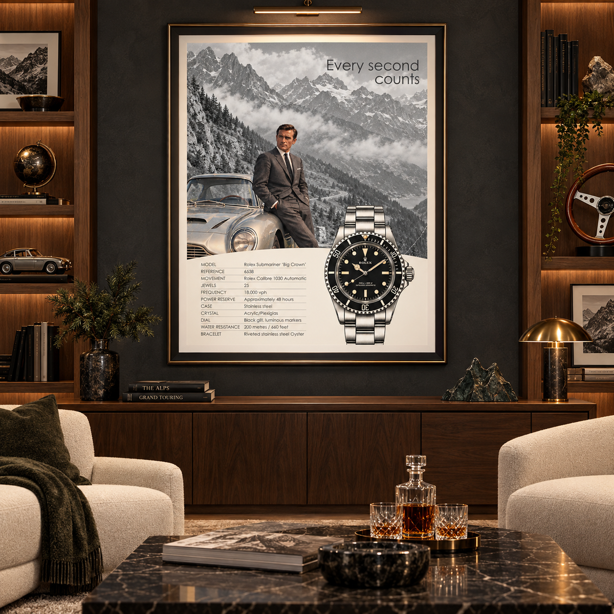 Every Second Counts - Rolex Submariner 6538 Poster