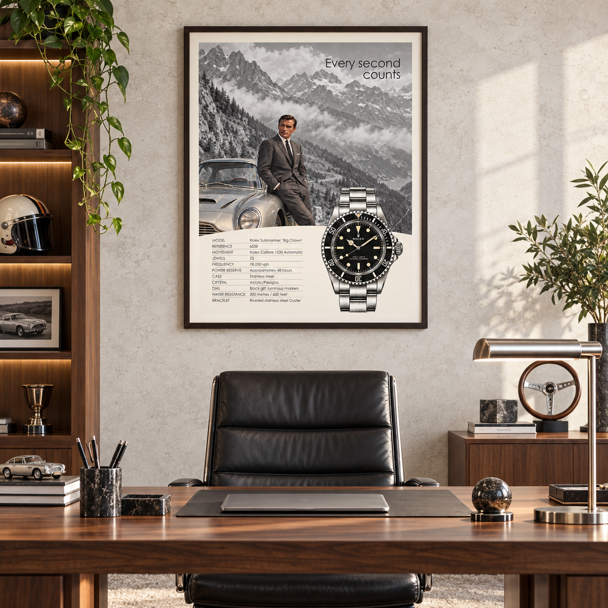 Every Second Counts - Rolex Submariner 6538 Poster