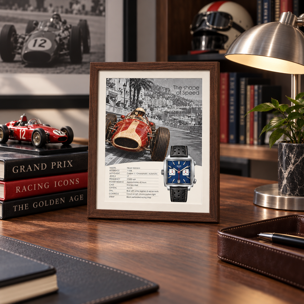The Shape of Speed - Heuer Monaco 1133B Poster
