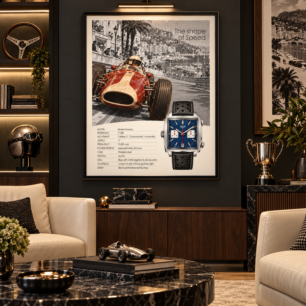 The Shape of Speed - Heuer Monaco 1133B Poster