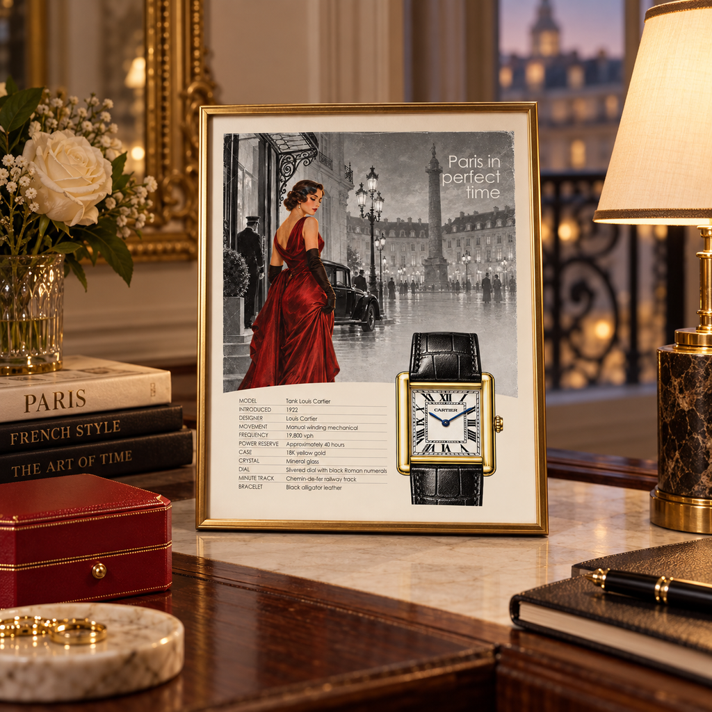 Paris in Perfect Time  - Cartier Tank Louis Poster