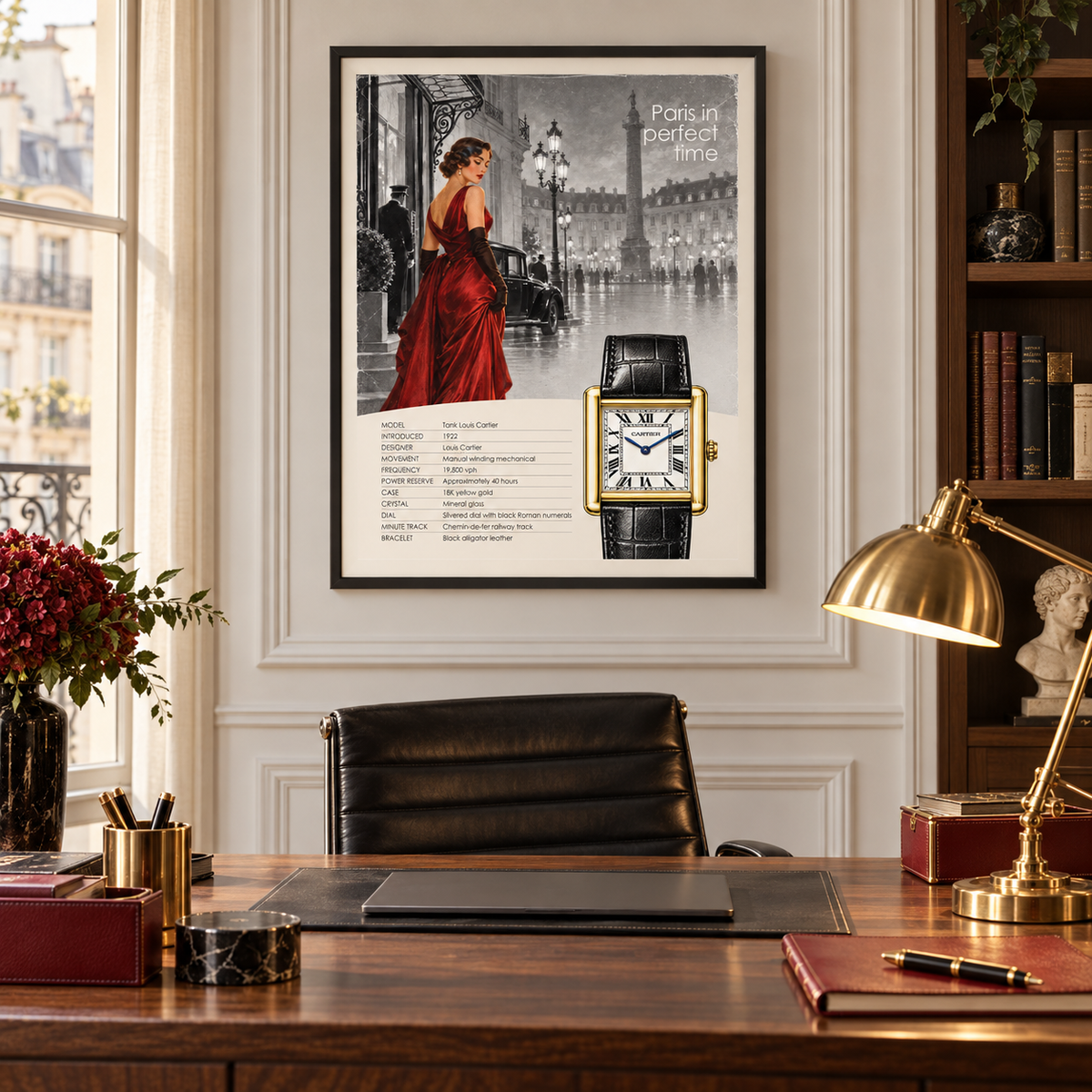 Paris in Perfect Time  - Cartier Tank Louis Poster