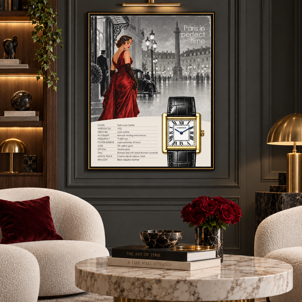 Paris in Perfect Time  - Cartier Tank Louis Poster