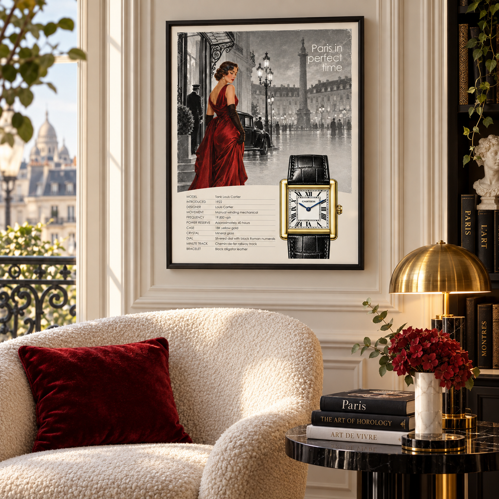 Paris in Perfect Time  - Cartier Tank Louis Poster